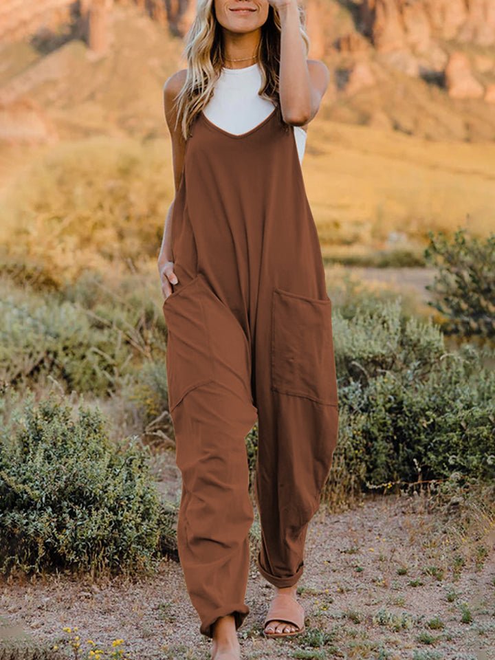 Double Take - Sleeveless V - Neck Jumpsuit with Pockets