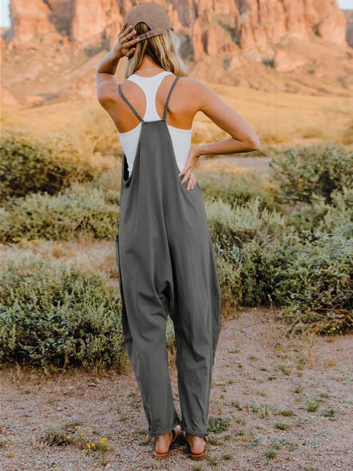 Double Take - Sleeveless V - Neck Pocketed Jumpsuit