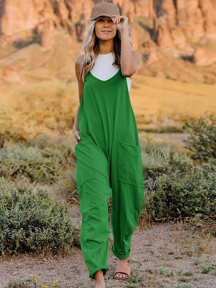 Double Take - Sleeveless V - Neck Pocketed Jumpsuit