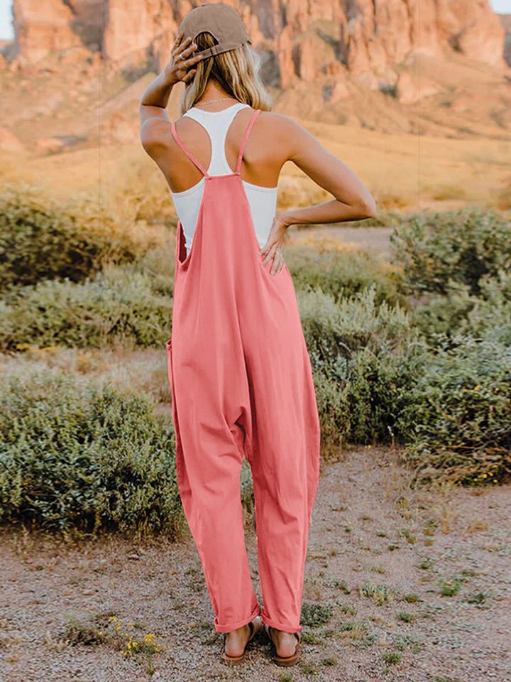 Double Take - Sleeveless V - Neck Pocketed Jumpsuit