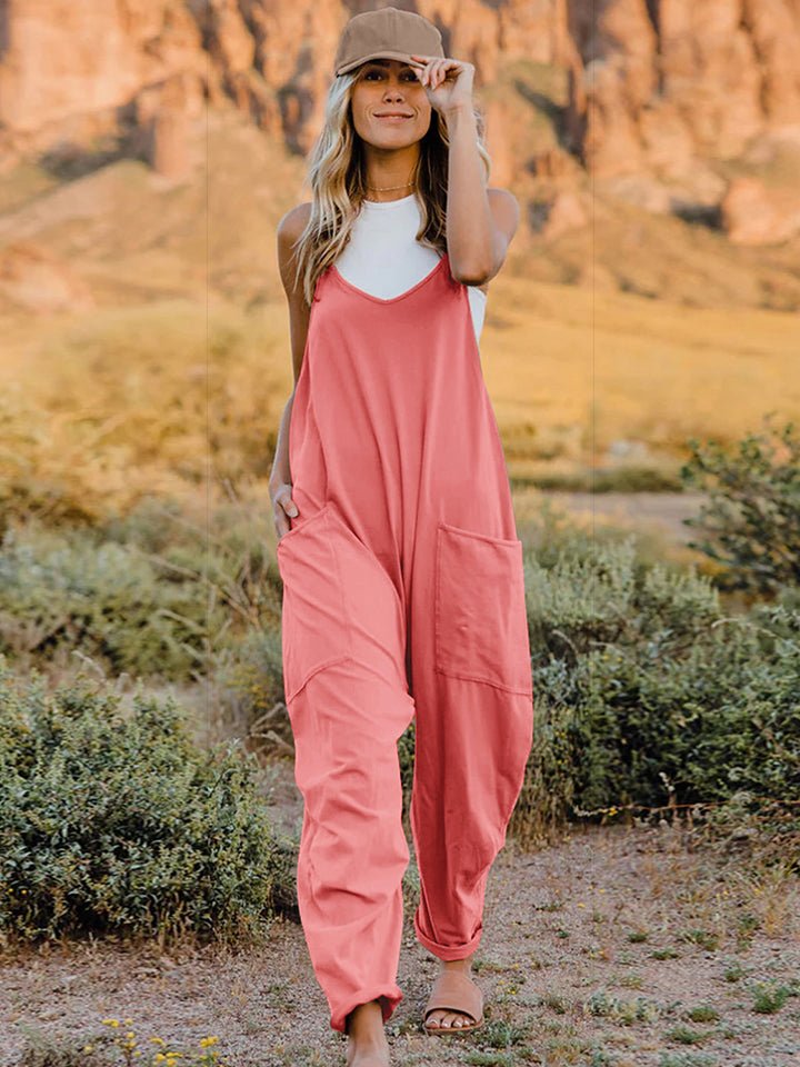 Double Take - Sleeveless V - Neck Pocketed Jumpsuit