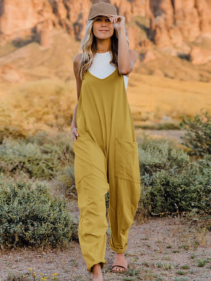 Double Take - Sleeveless V - Neck Pocketed Jumpsuit