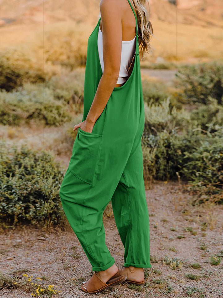 Double Take - Sleeveless V - Neck Pocketed Jumpsuit