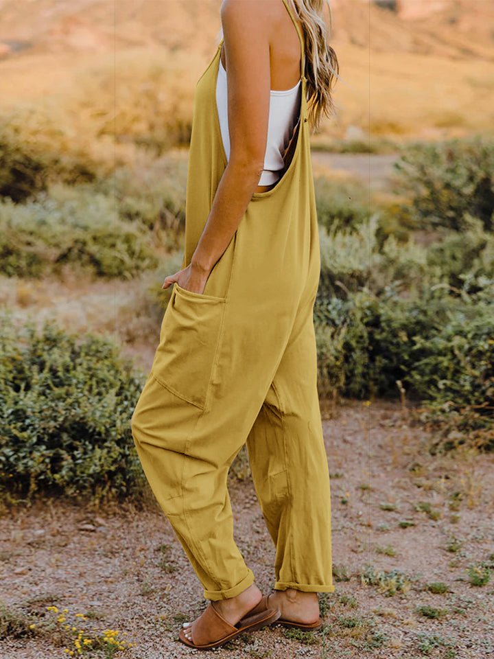 Double Take - Sleeveless V - Neck Pocketed Jumpsuit