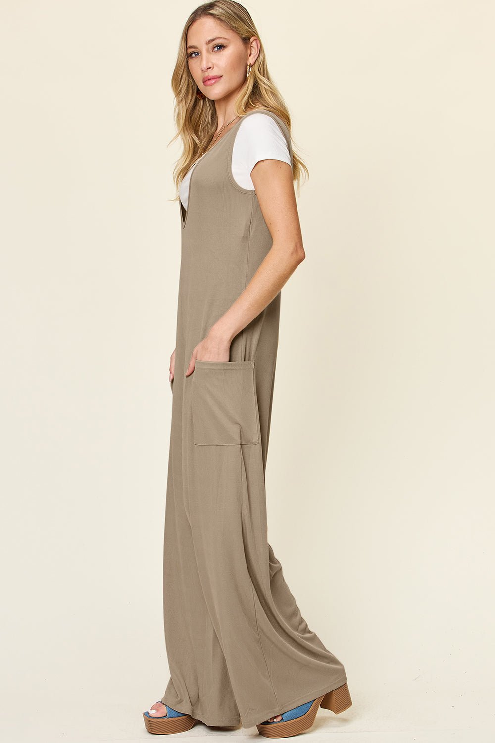 Double Take - Sleeveless Wide Leg Jumpsuit with Pockets