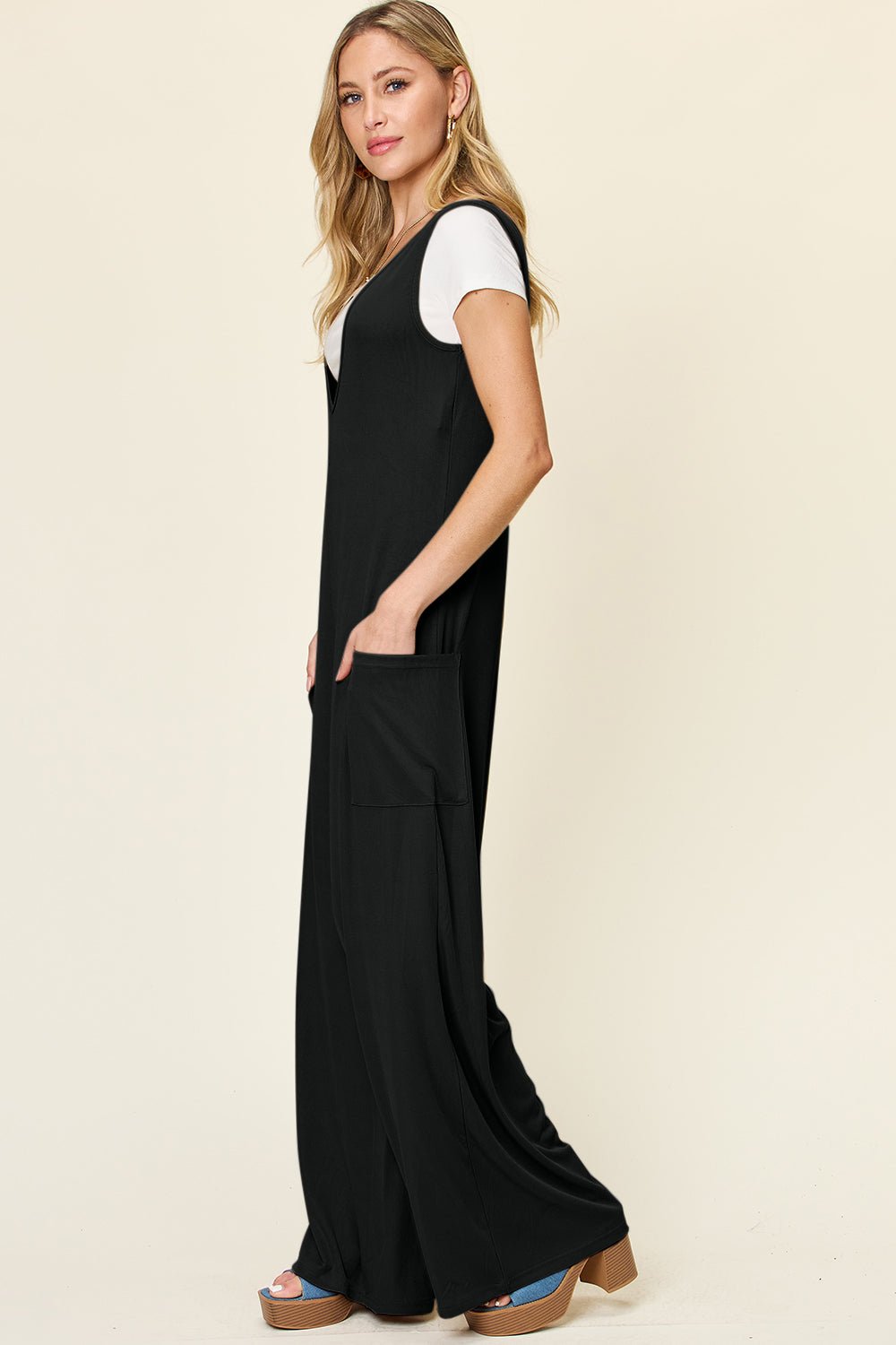 Double Take - Sleeveless Wide Leg Jumpsuit with Pockets