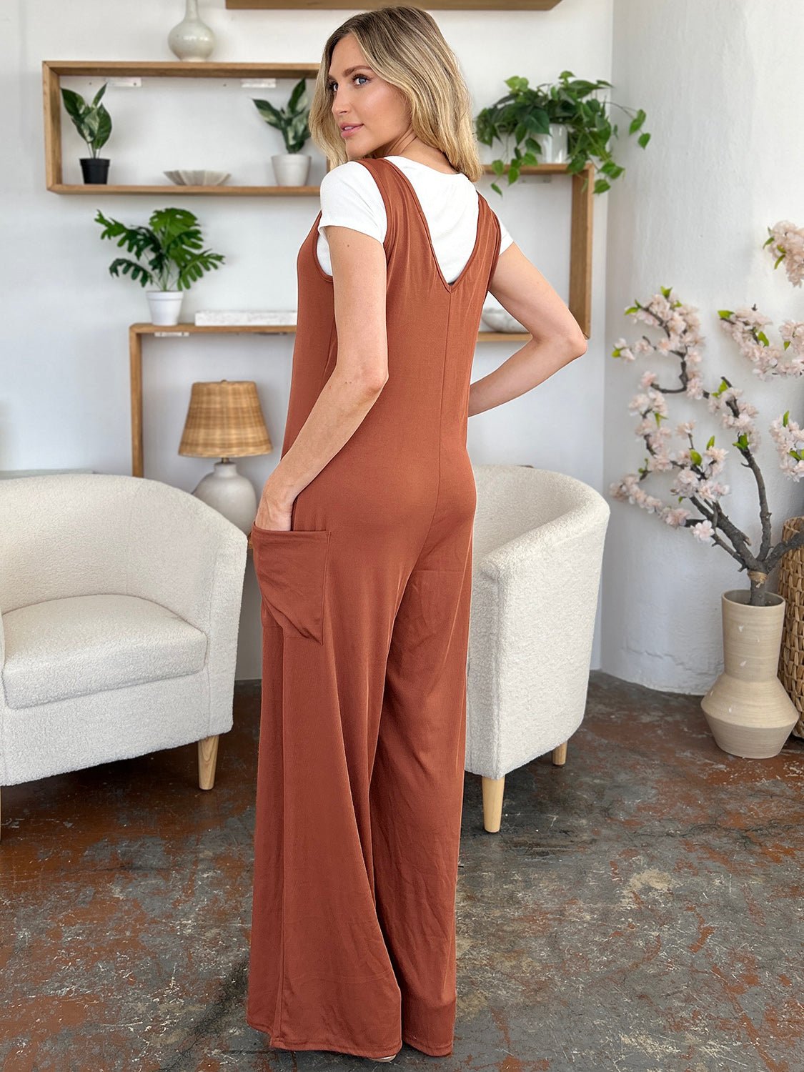 Double Take - Sleeveless Wide Leg Jumpsuit with Pockets