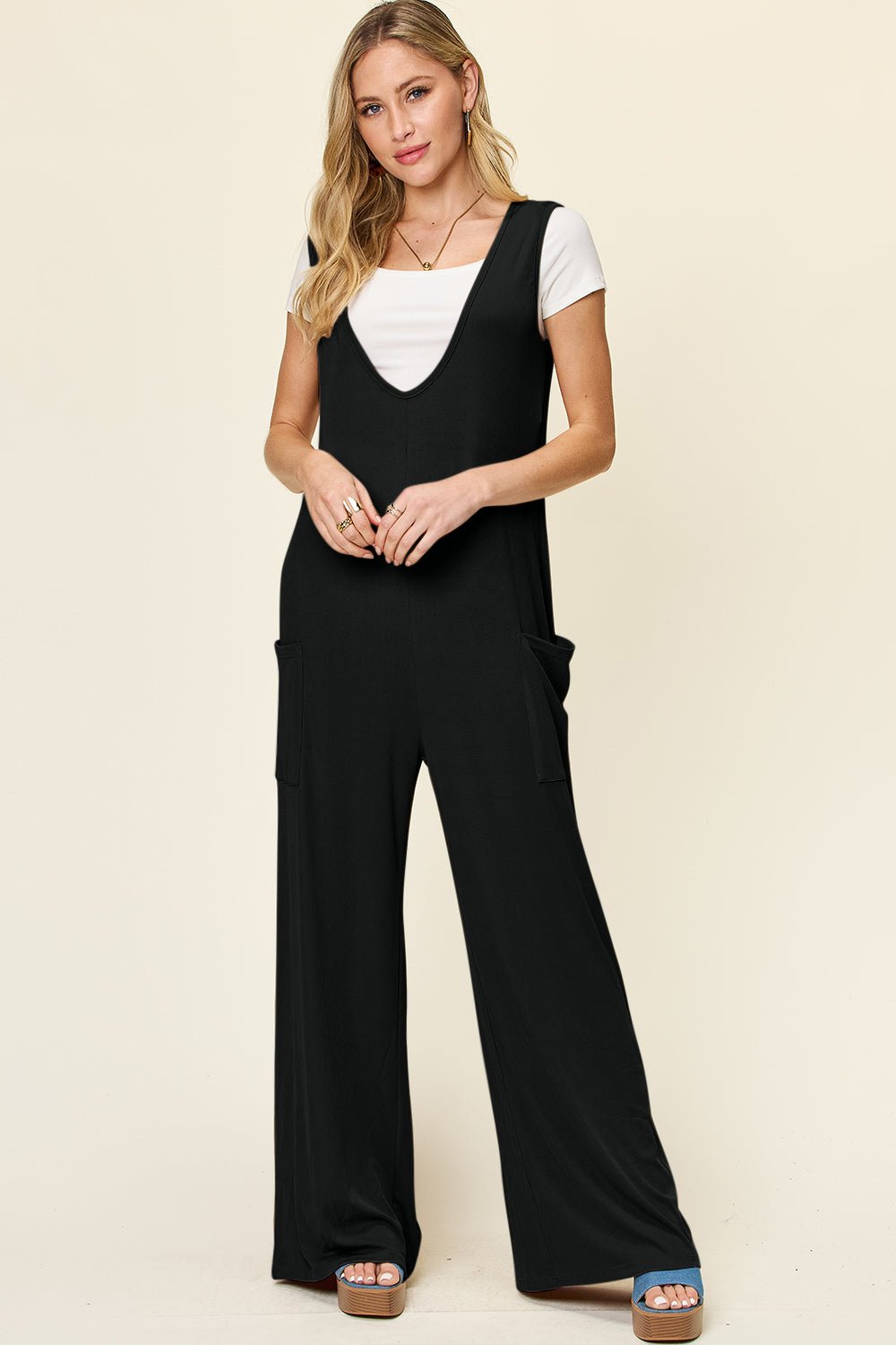 Double Take - Sleeveless Wide Leg Jumpsuit with Pockets