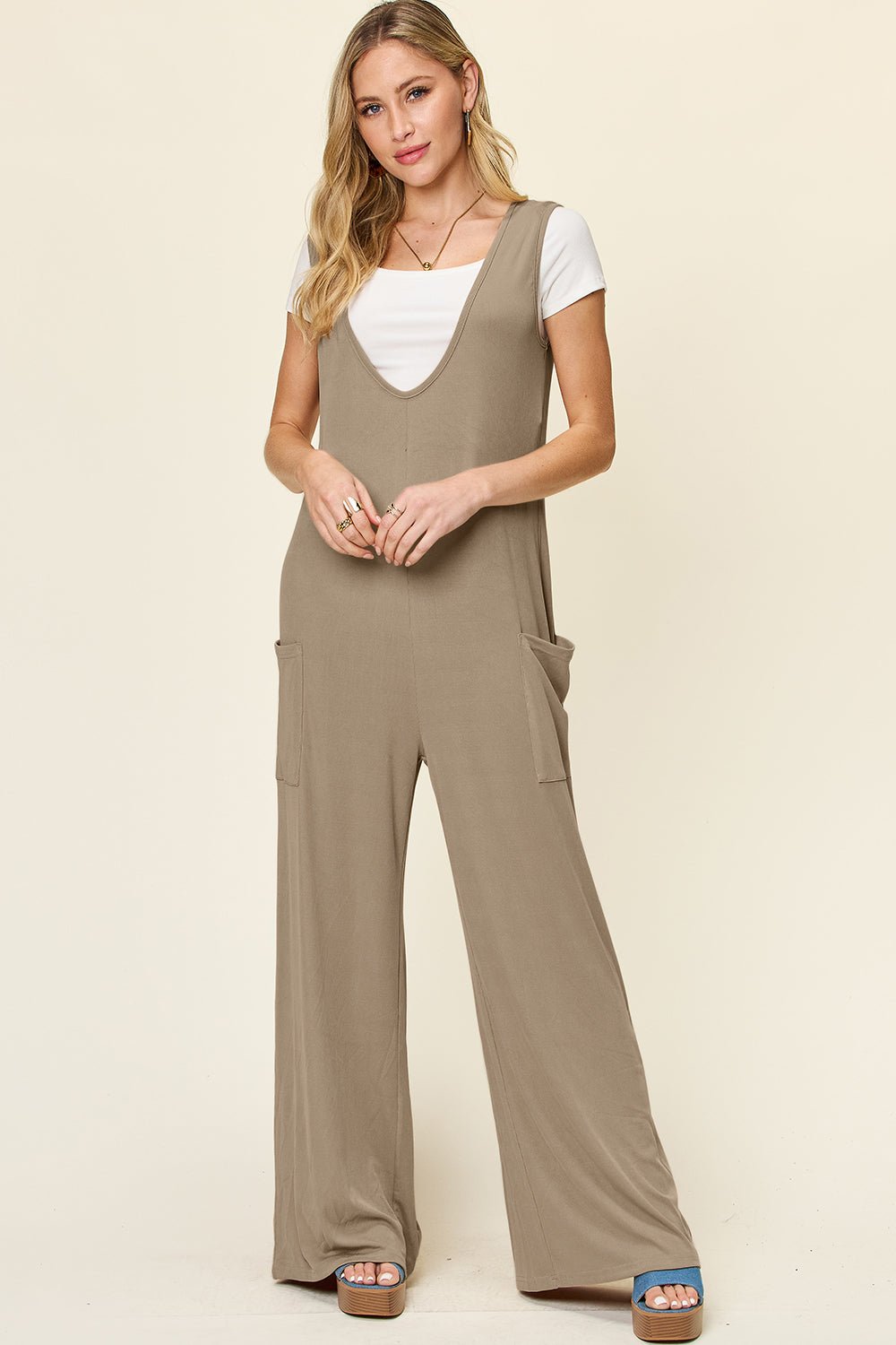 Double Take - Sleeveless Wide Leg Jumpsuit with Pockets