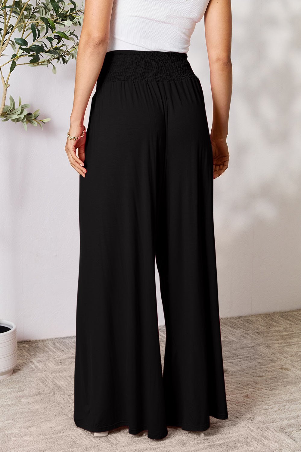 Double Take - Smocked Wide Waistband Wide Leg Pants