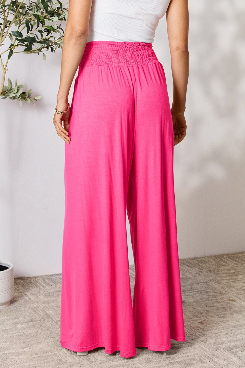 Double Take - Smocked Wide Waistband Wide Leg Pants