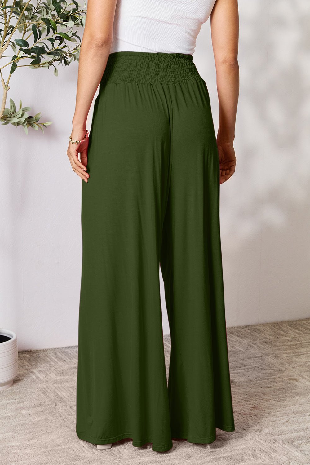 Double Take - Smocked Wide Waistband Wide Leg Pants