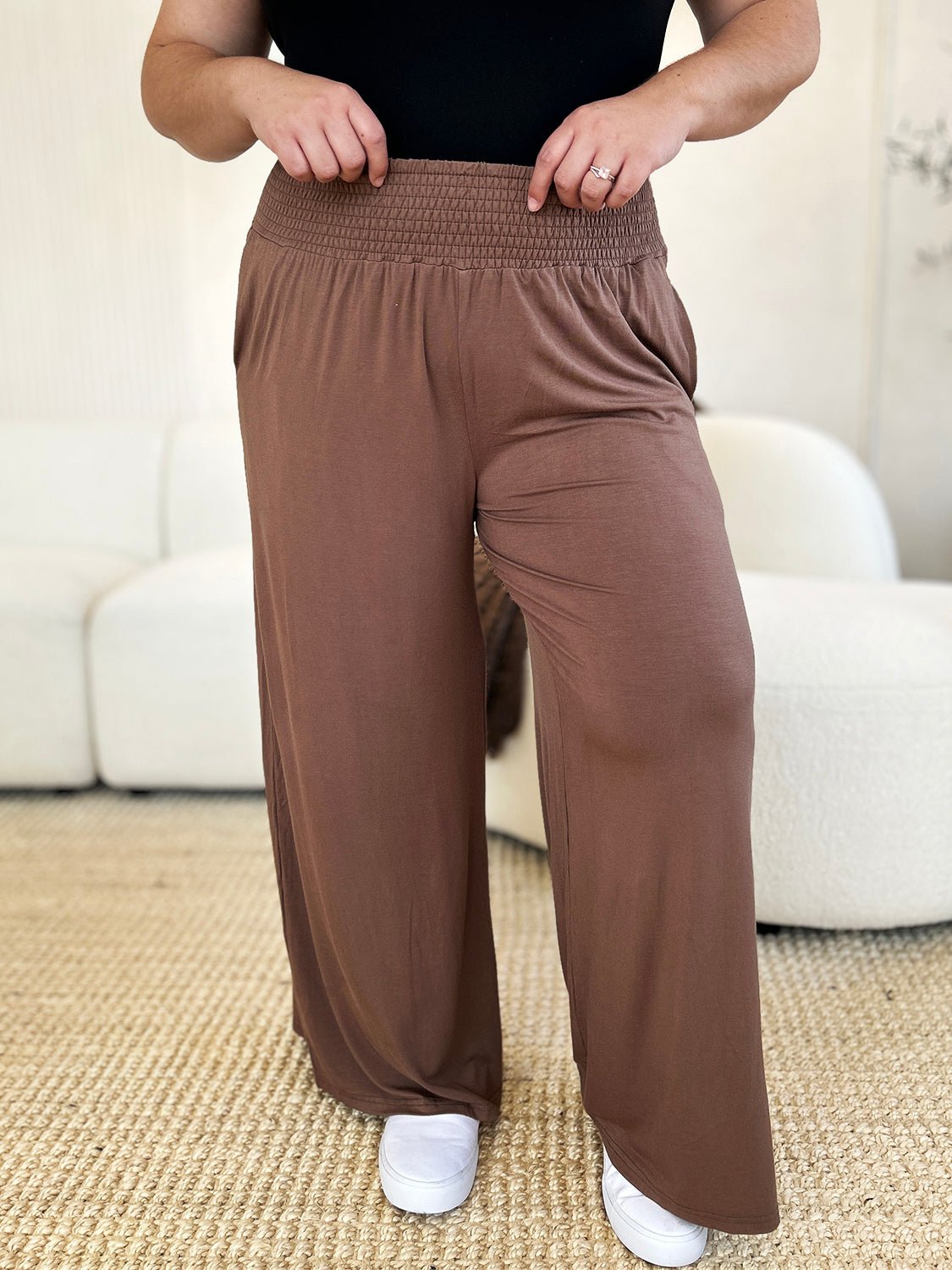 Double Take - Smocked Wide Waistband Wide Leg Pants