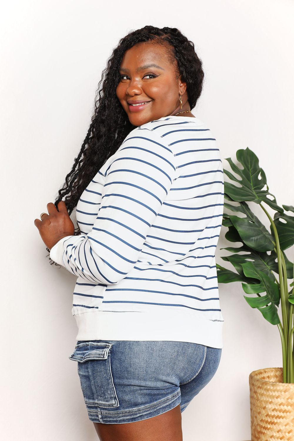 Double Take - Striped Long Sleeve Top