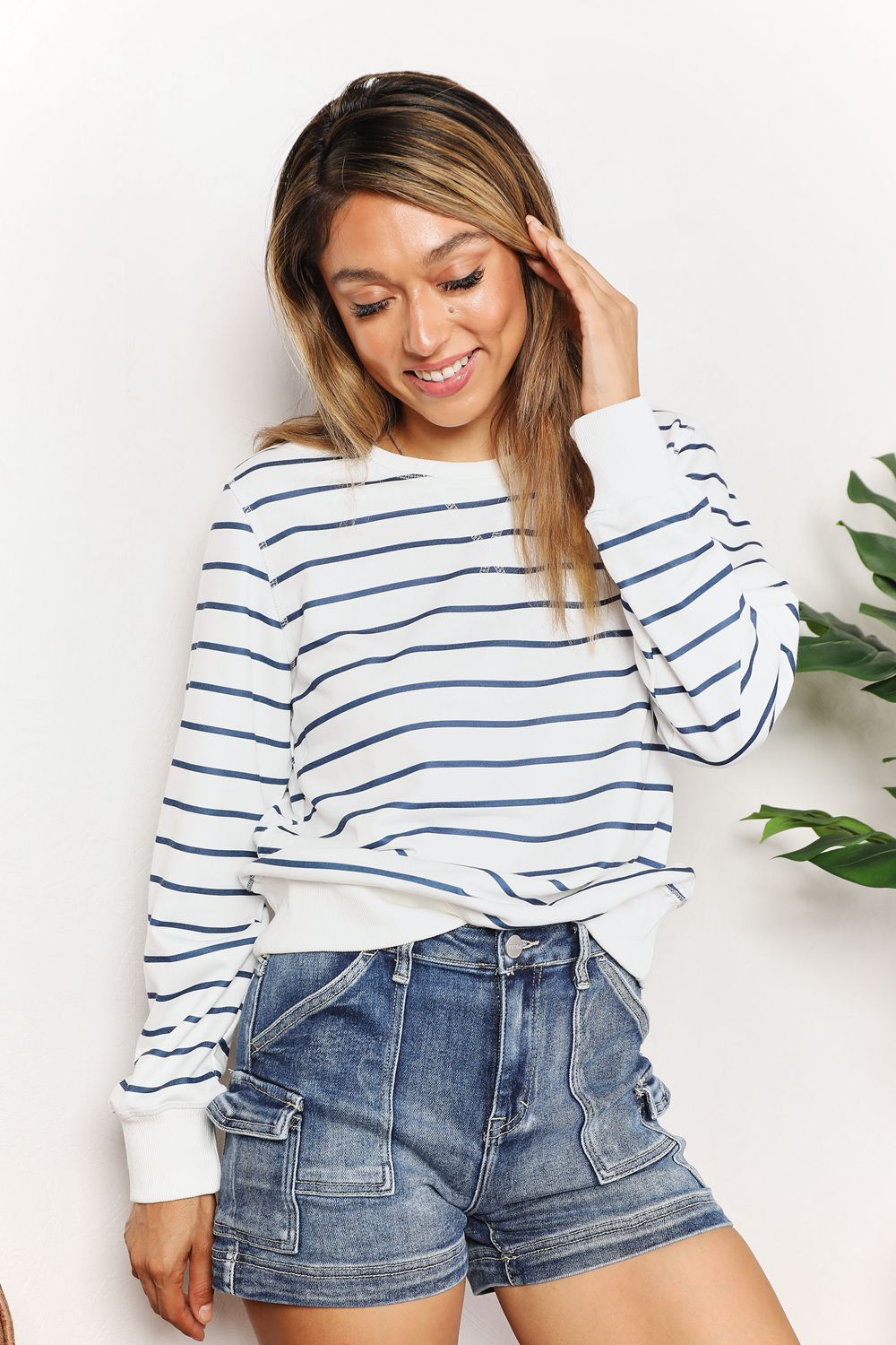 Double Take - Striped Long Sleeve Top