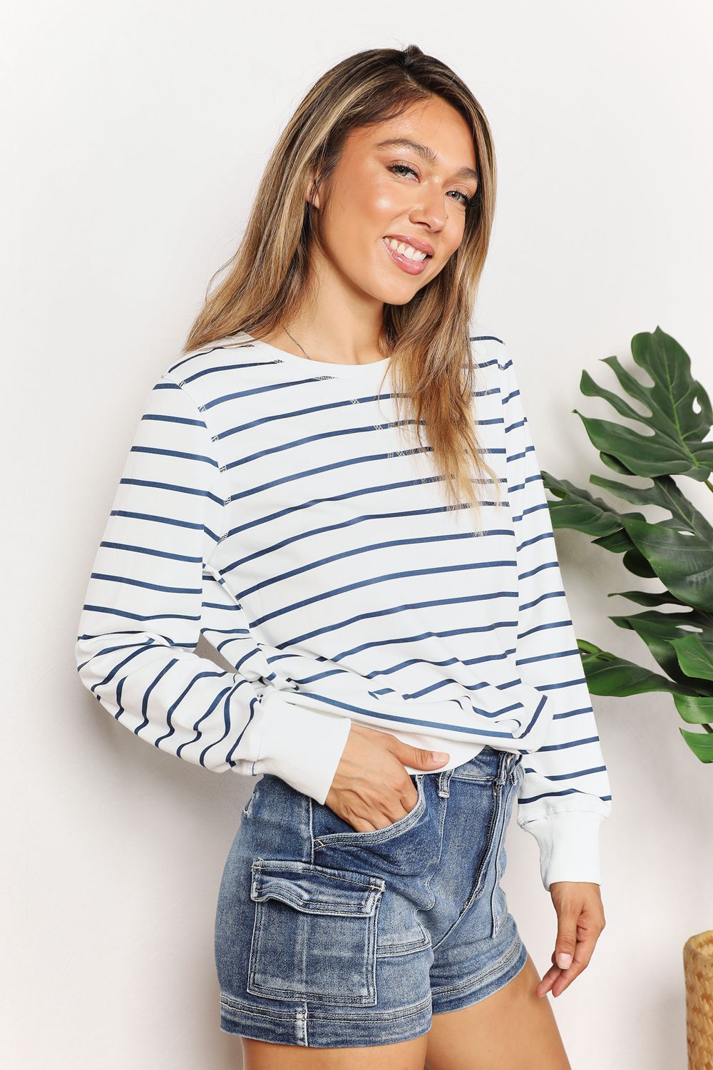 Double Take - Striped Long Sleeve Top