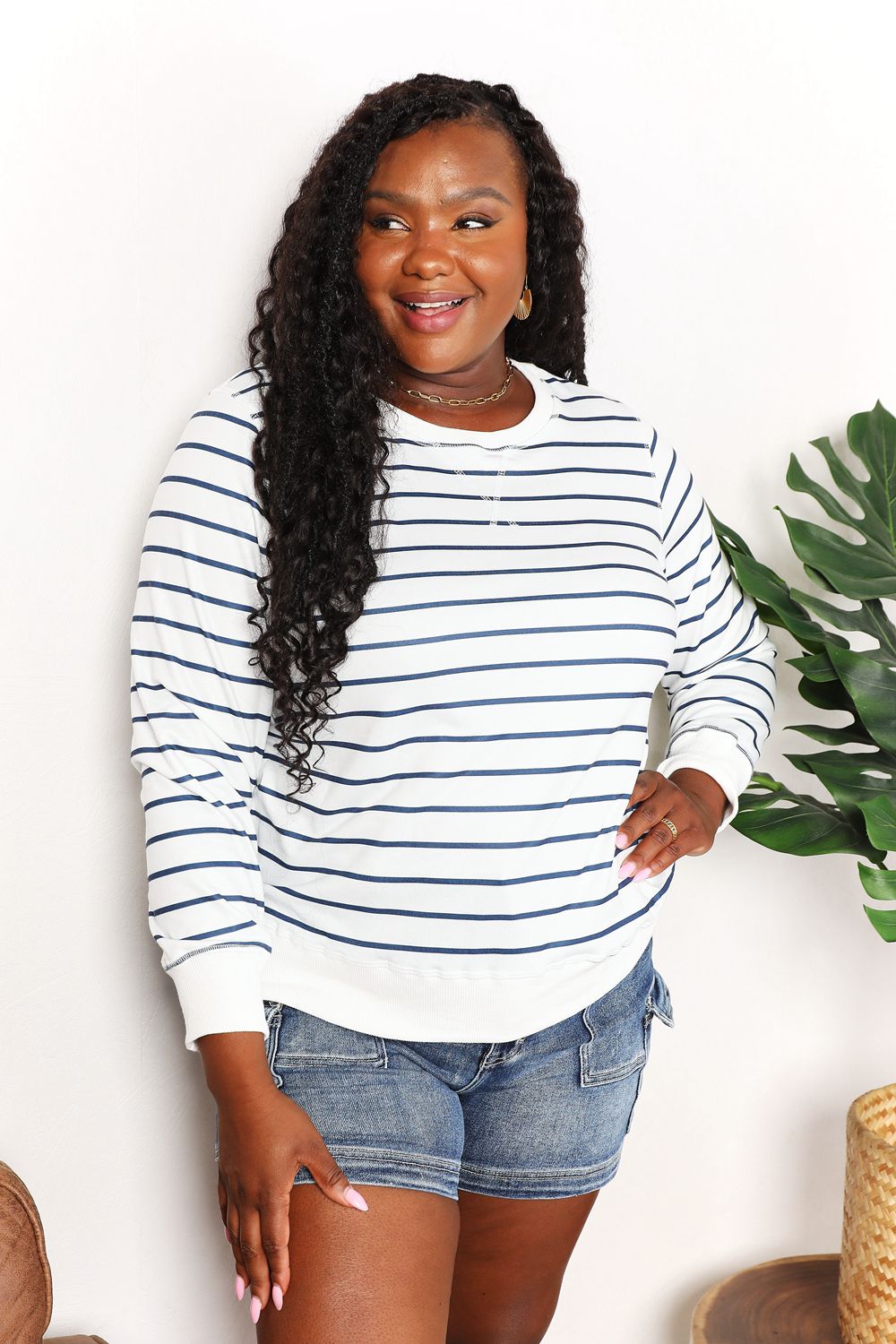 Double Take - Striped Long Sleeve Top