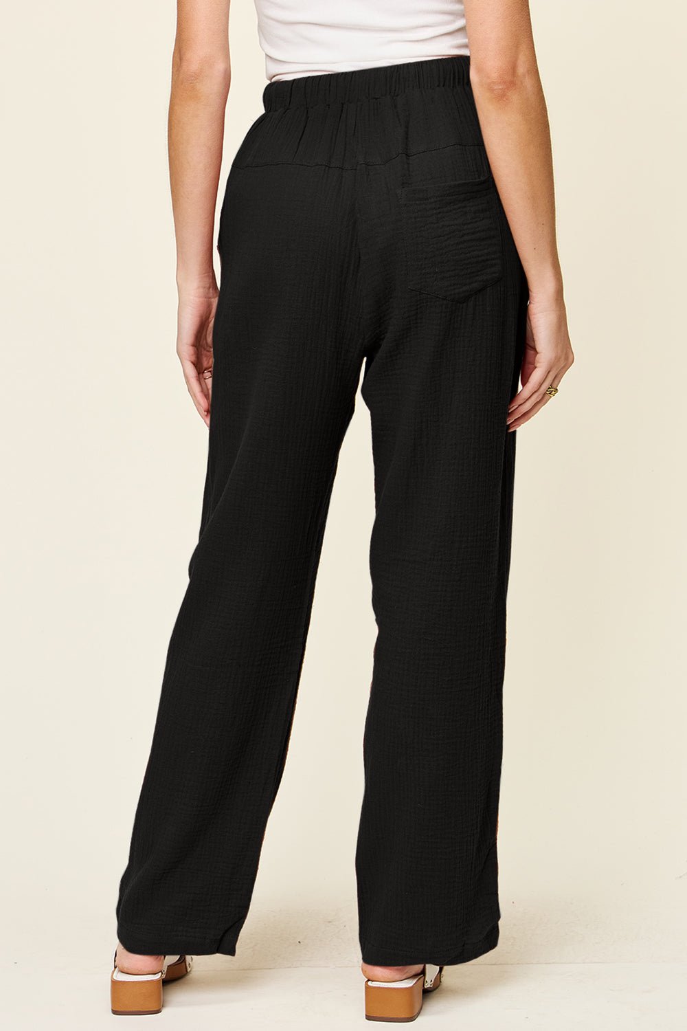 Double Take - Textured Drawstring Straight Leg Pants