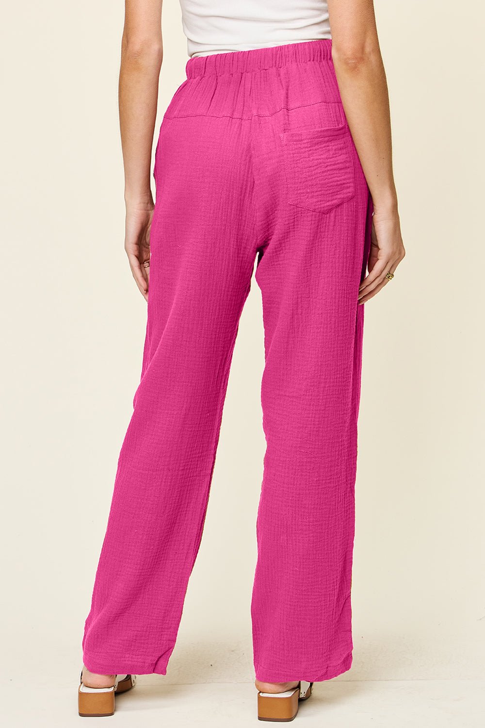 Double Take - Textured Drawstring Straight Leg Pants