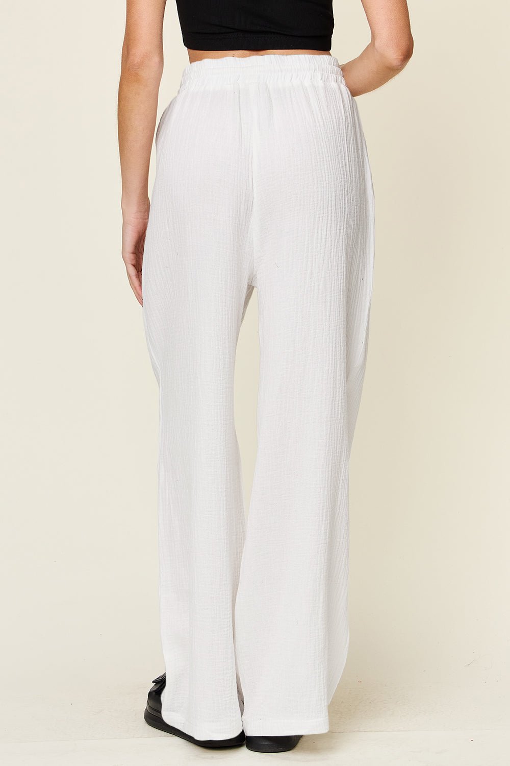 Double Take - Textured Drawstring Wide Leg Pants