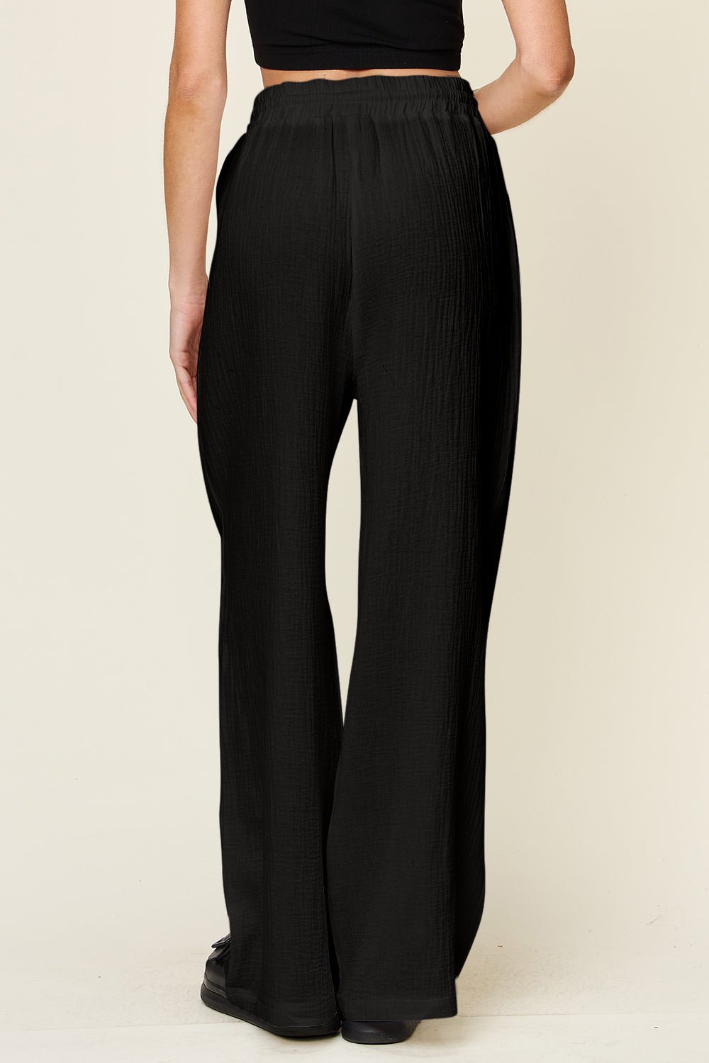 Double Take - Textured Drawstring Wide Leg Pants