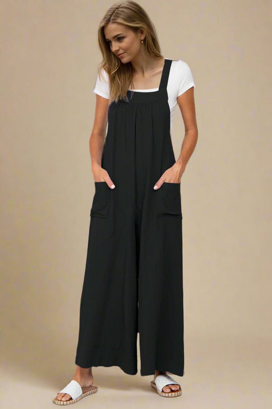 Double Take - Wide Leg Overalls with Pockets