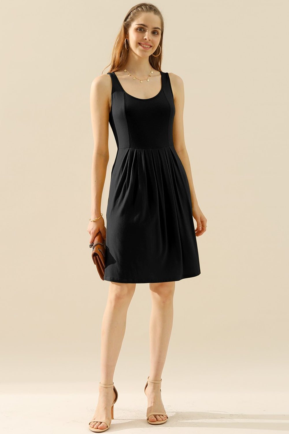 Doublju - Sleeveless Mini Dress with Pockets