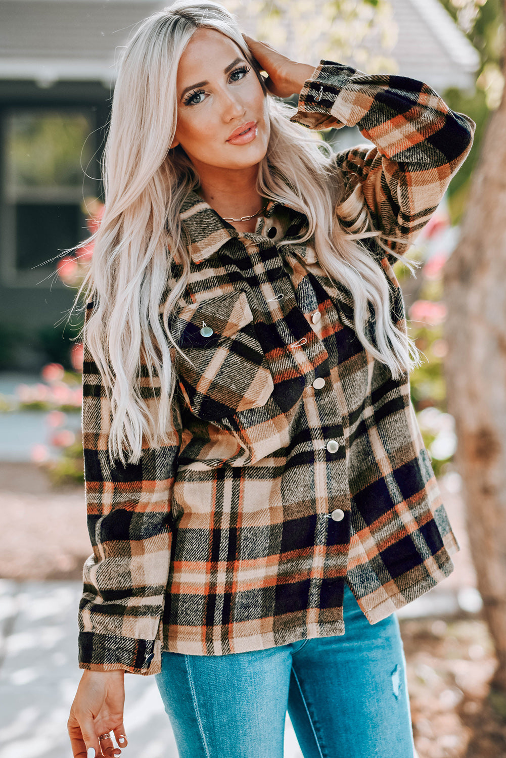 Plaid Button Front Flannel Shacket