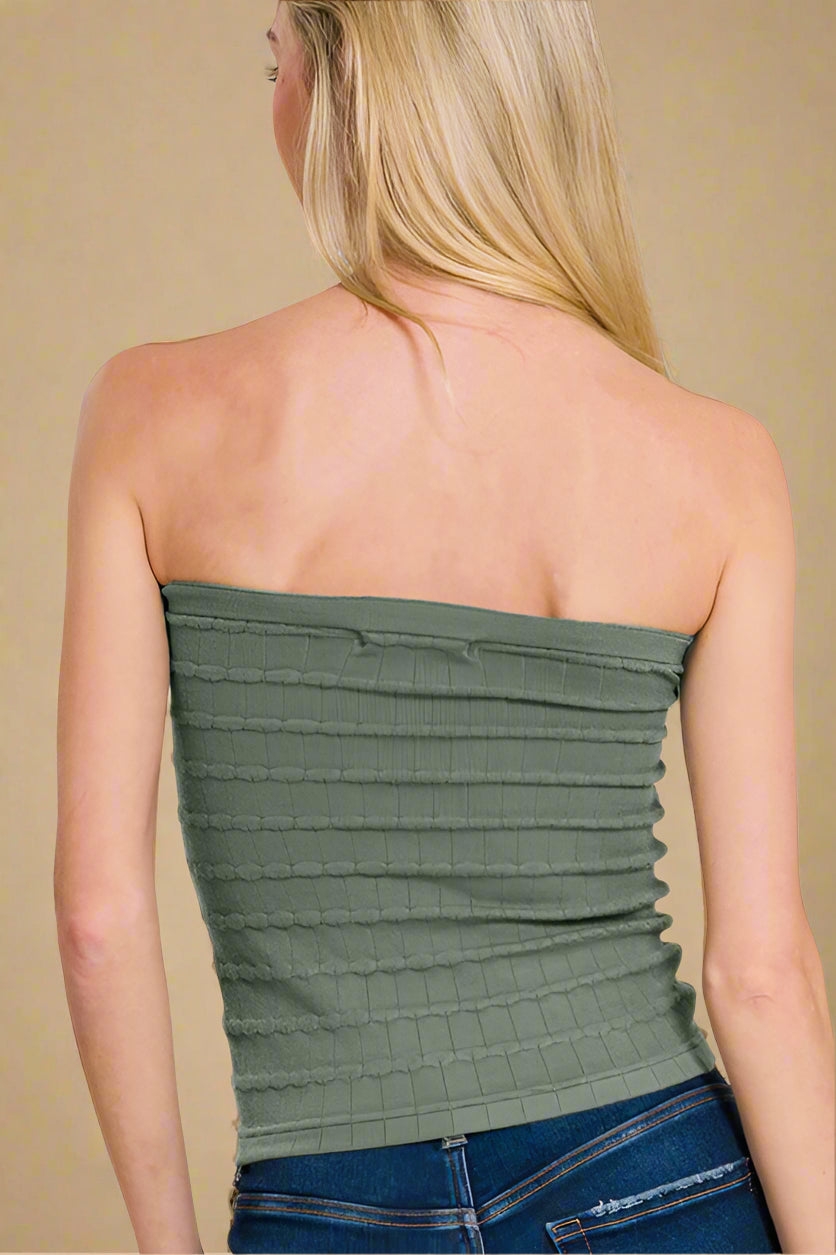 Twisted Sweetheart Neck Strapless Top in Ash Jade