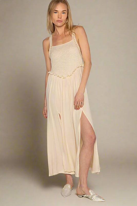 Ivory Knit Bodice Maxi Dress