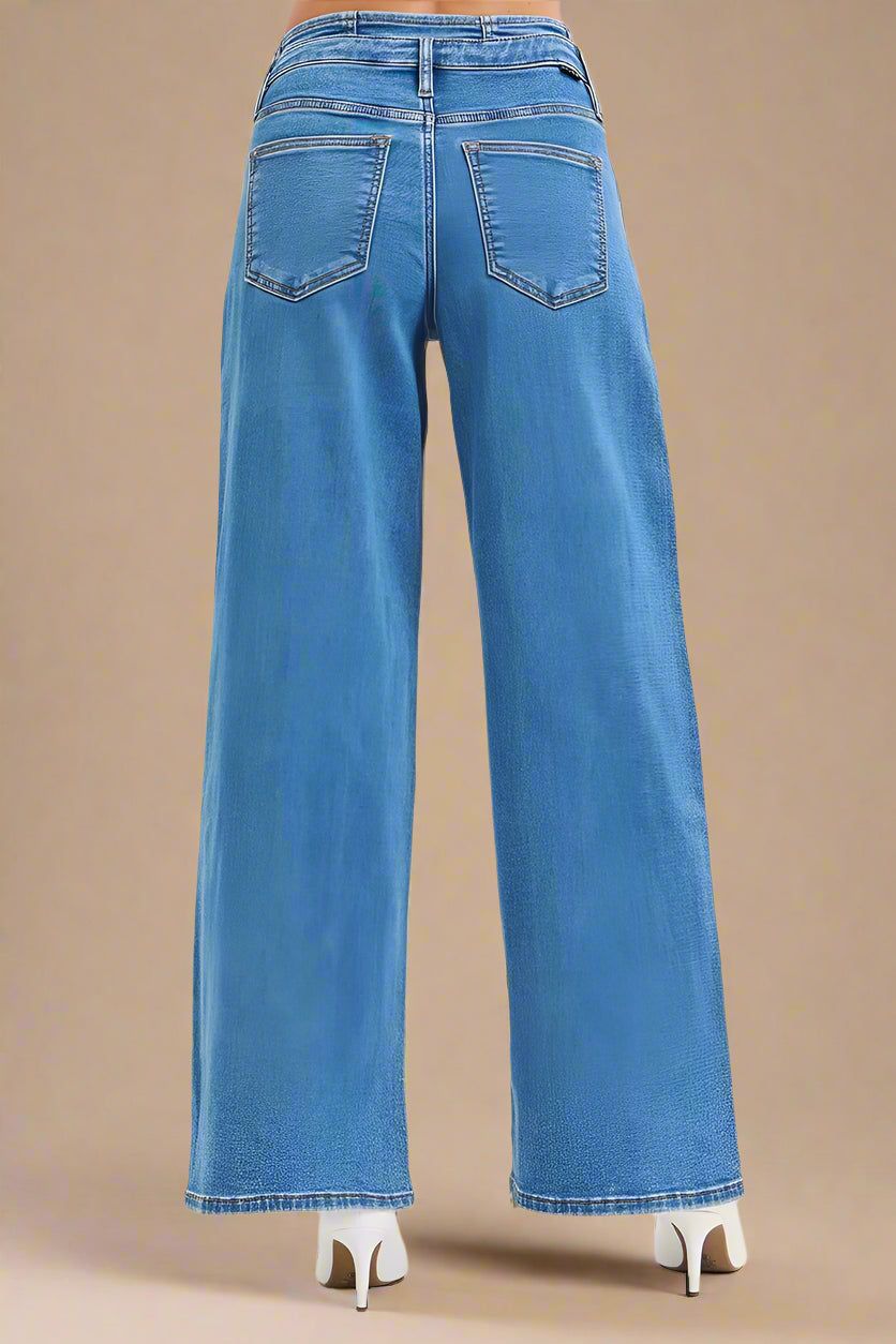 Blue jeans on a white background