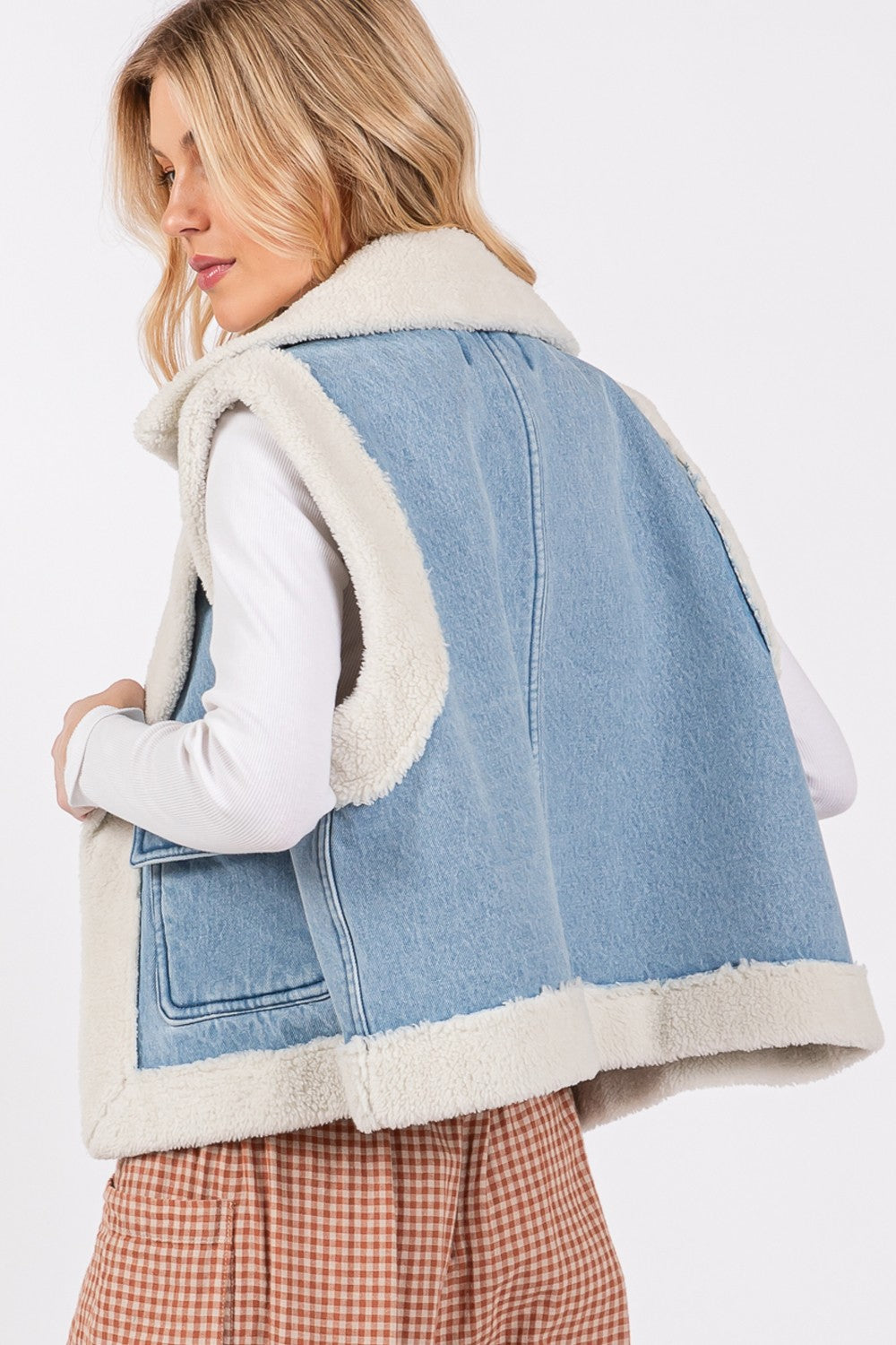 Denim Blue Sherpa Vest