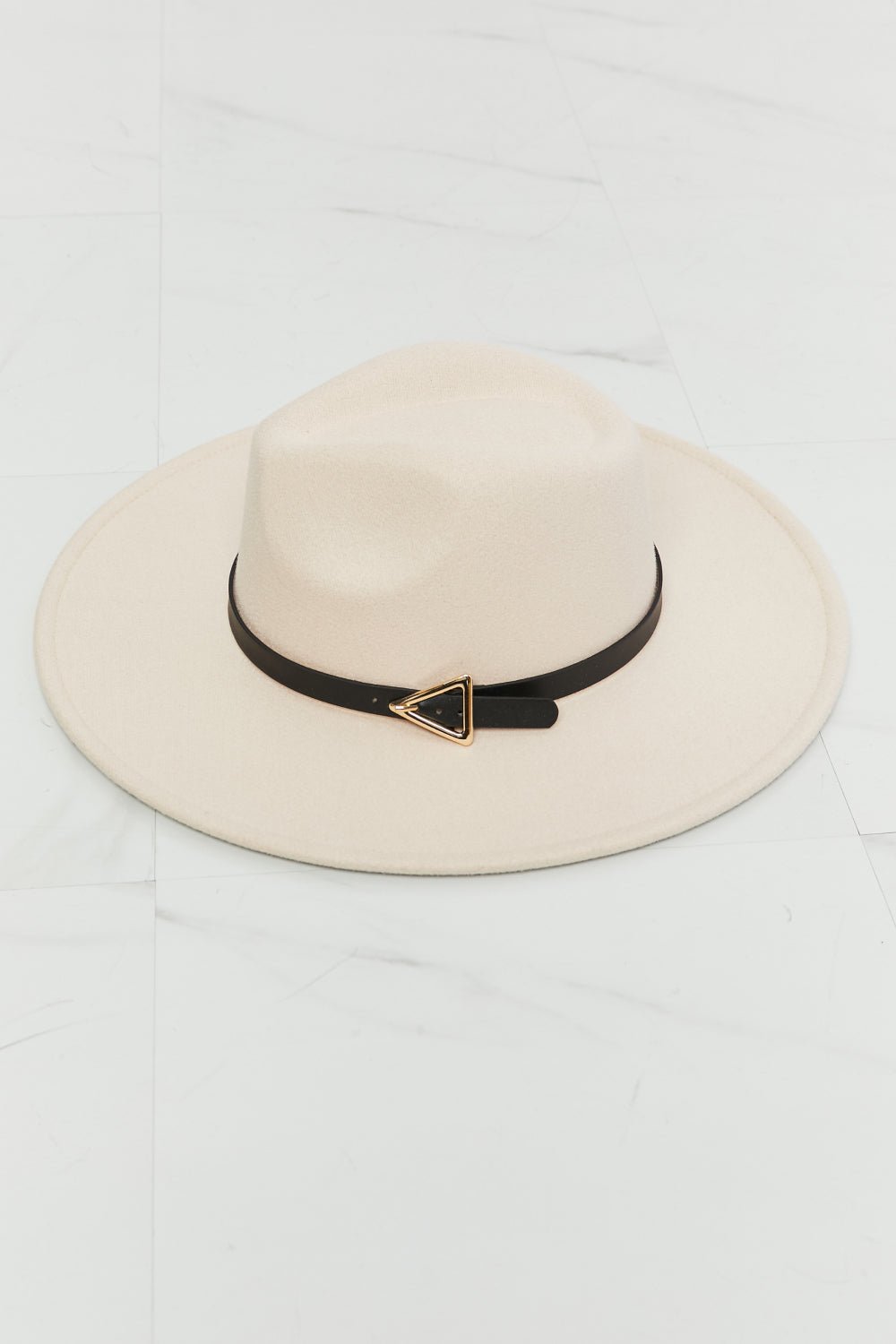 FAME ACCESSORIES - Beige Belt Band Fedora Hat