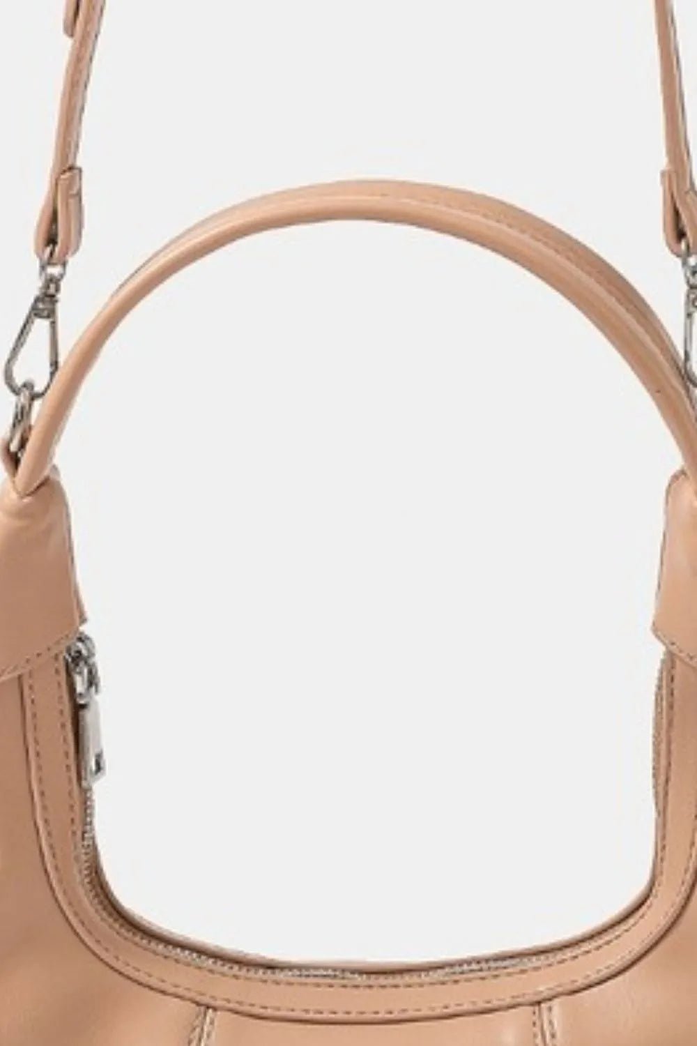 FAME ACCESSORIES - Beige Vegan Leather Half - Moon Bag