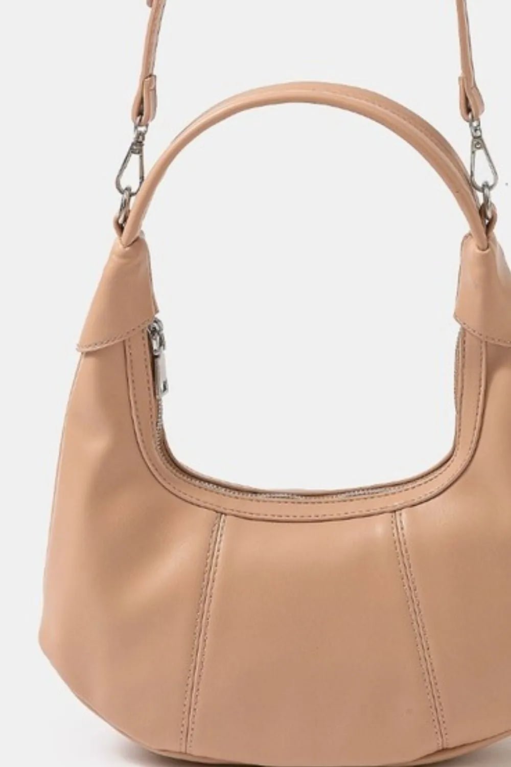 FAME ACCESSORIES - Beige Vegan Leather Half - Moon Bag