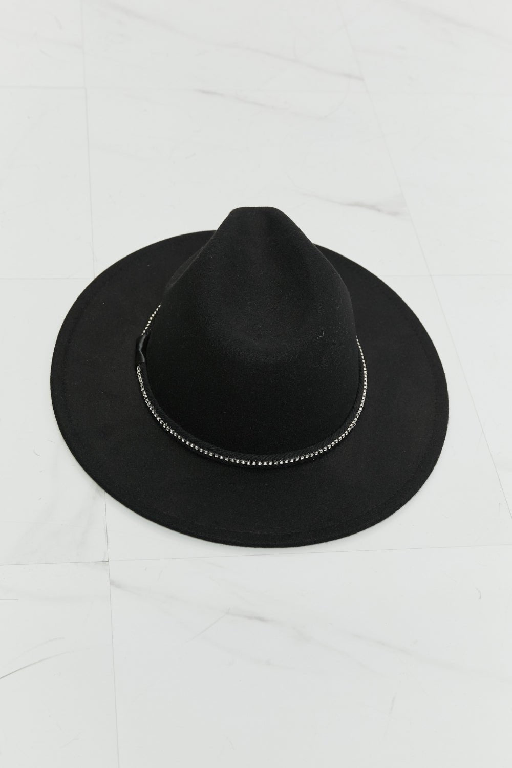 FAME ACCESSORIES - Black Rhinestone Band Fedora