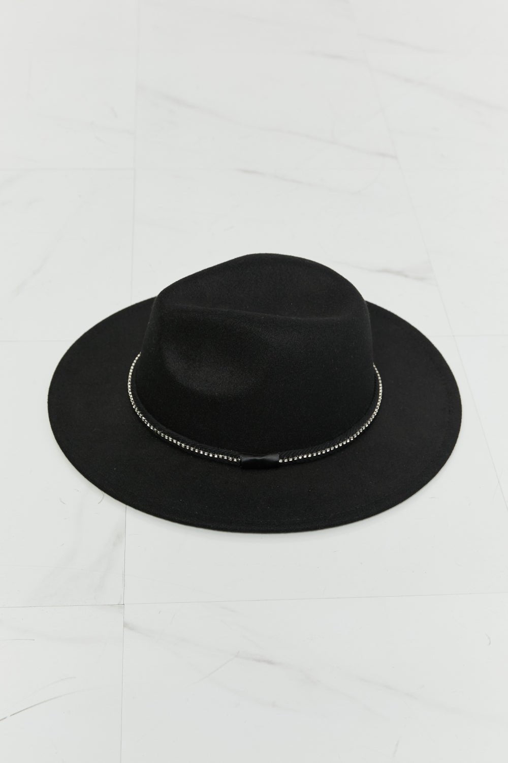 FAME ACCESSORIES - Black Rhinestone Band Fedora