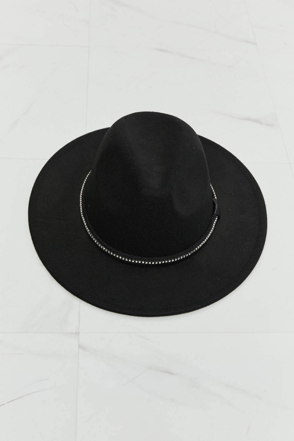 FAME ACCESSORIES - Black Rhinestone Band Fedora