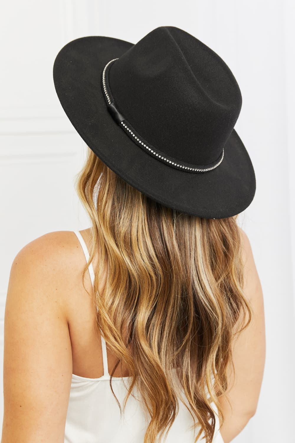 FAME ACCESSORIES - Black Rhinestone Band Fedora