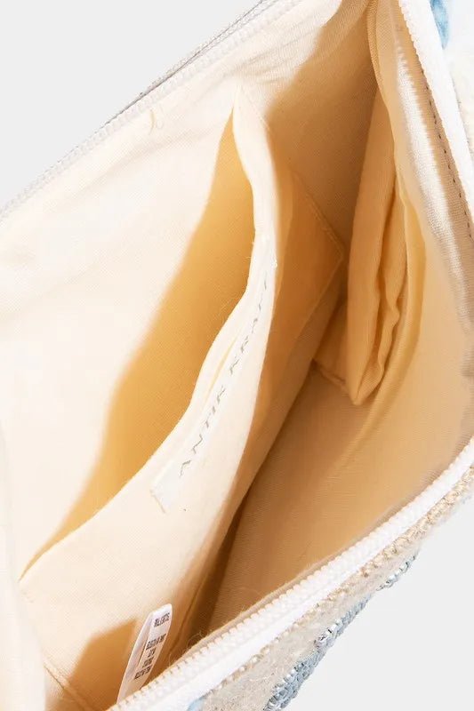 FAME ACCESSORIES - Boho Beaded Medallion Fringe Zip Pouch