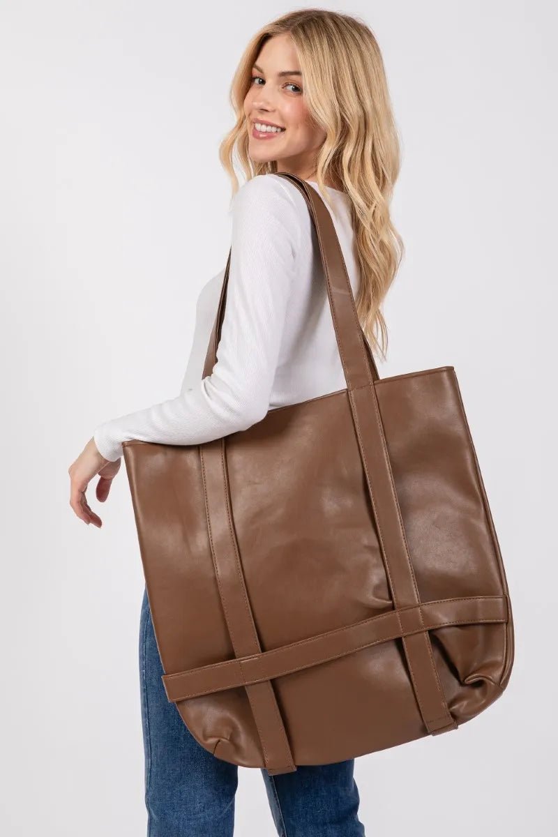 FAME ACCESSORIES - Brown Hat Holder Tote Bag