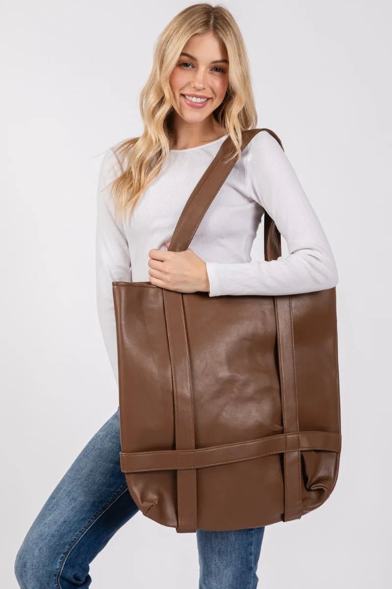 FAME ACCESSORIES - Brown Hat Holder Tote Bag
