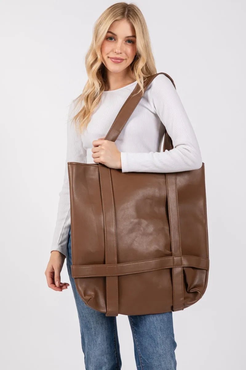 FAME ACCESSORIES - Brown Hat Holder Tote Bag
