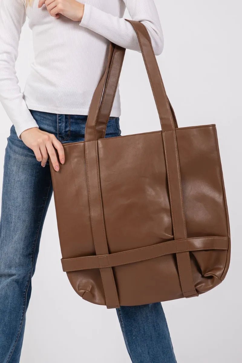 FAME ACCESSORIES - Brown Hat Holder Tote Bag