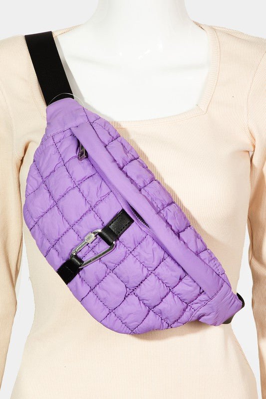 FAME ACCESSORIES - Carabiner Bubble Quilted Sling Bag