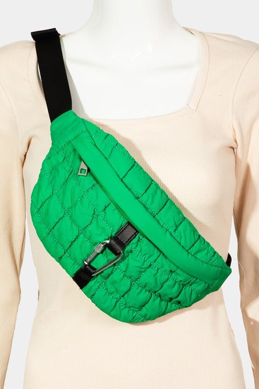 FAME ACCESSORIES - Carabiner Bubble Quilted Sling Bag