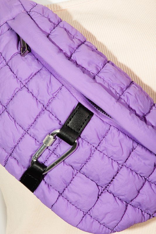 FAME ACCESSORIES - Carabiner Bubble Quilted Sling Bag