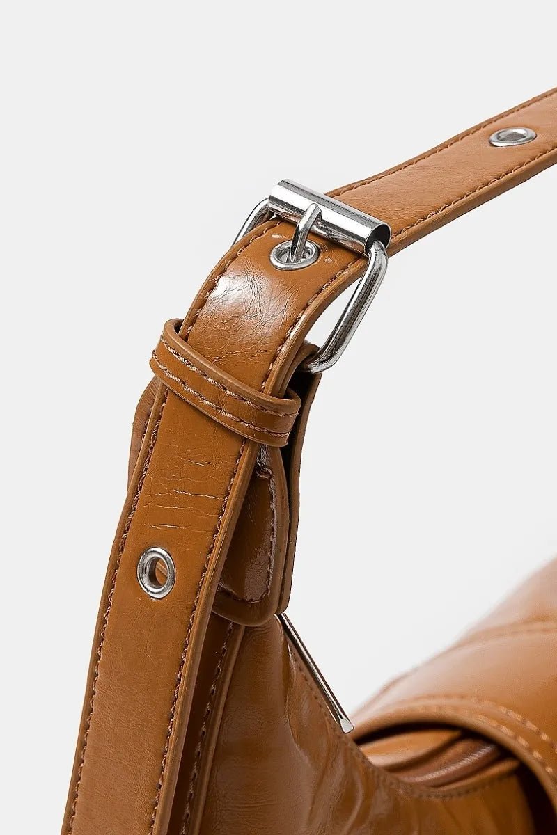 FAME ACCESSORIES - Caramel Vegan Leather Studded Shoulder Bag