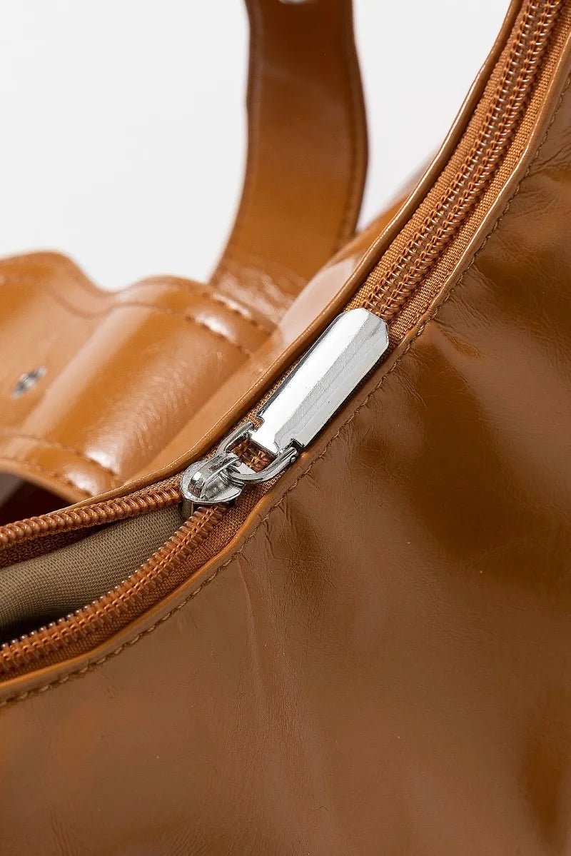 FAME ACCESSORIES - Caramel Vegan Leather Studded Shoulder Bag