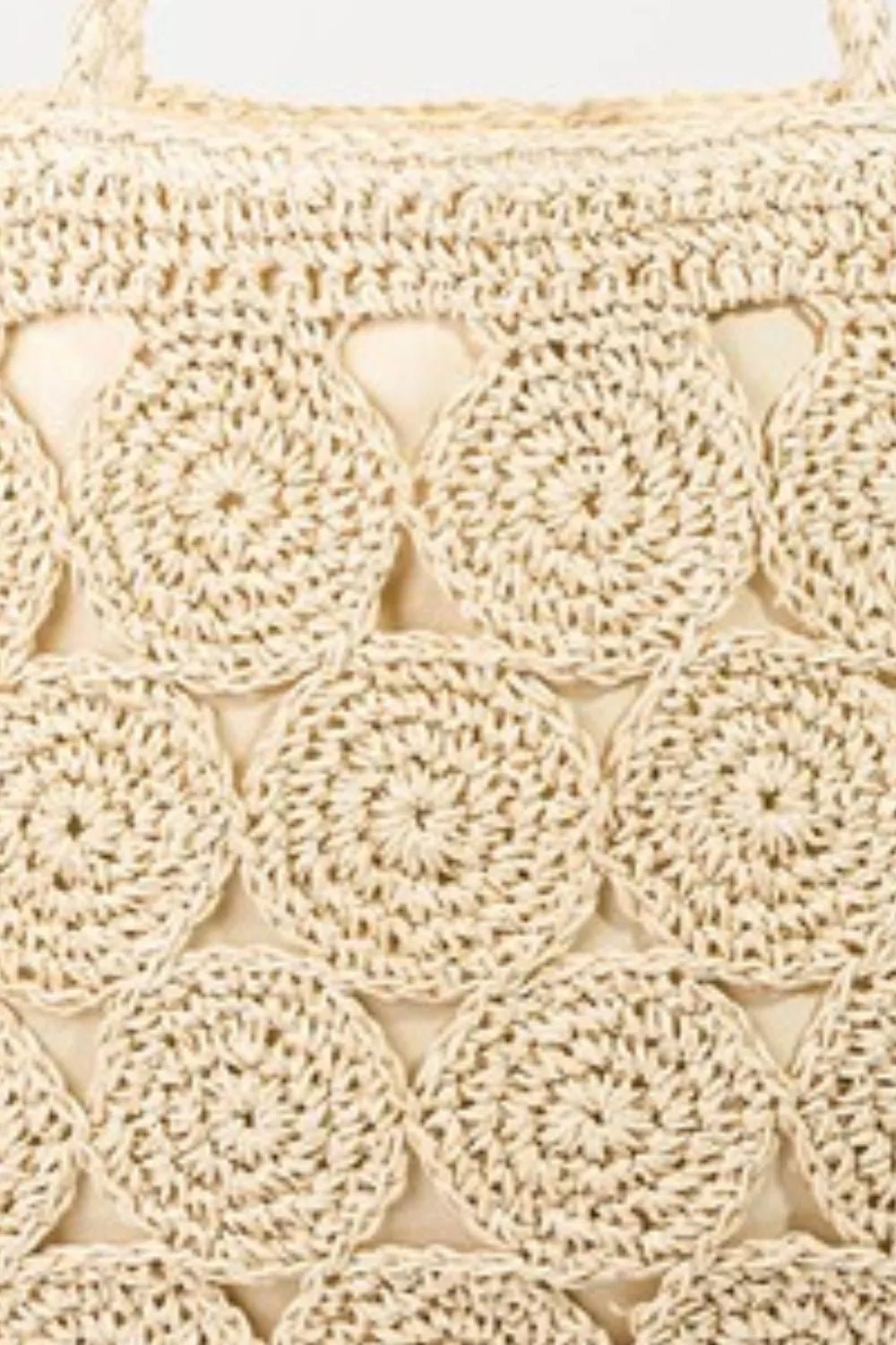 FAME ACCESSORIES - Circle Stitch Crochet Tote – Natural Ivory